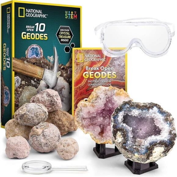 Kids Educational STEM Science Geology Kit Break Open‎ 10 Premium Geodes Toys - Picture 1 of 6